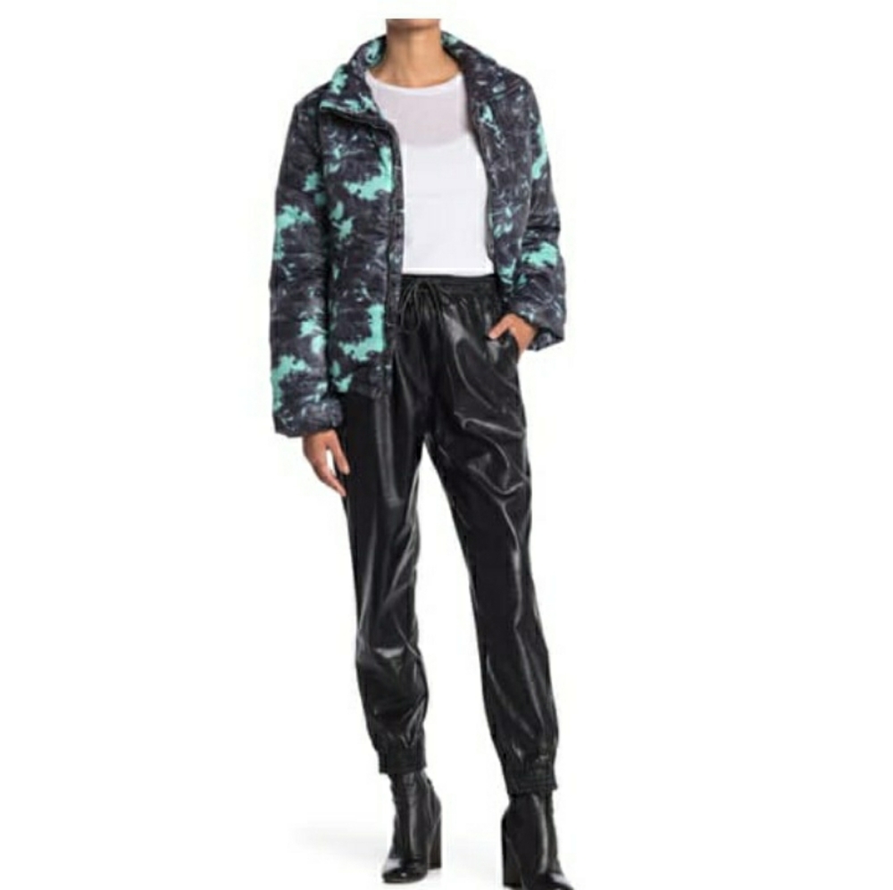 Know One Cares Tie Dye Print Puffer Jacket